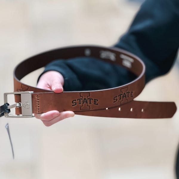 Eagle Wings I-State Brown Leather Belt (Sized)